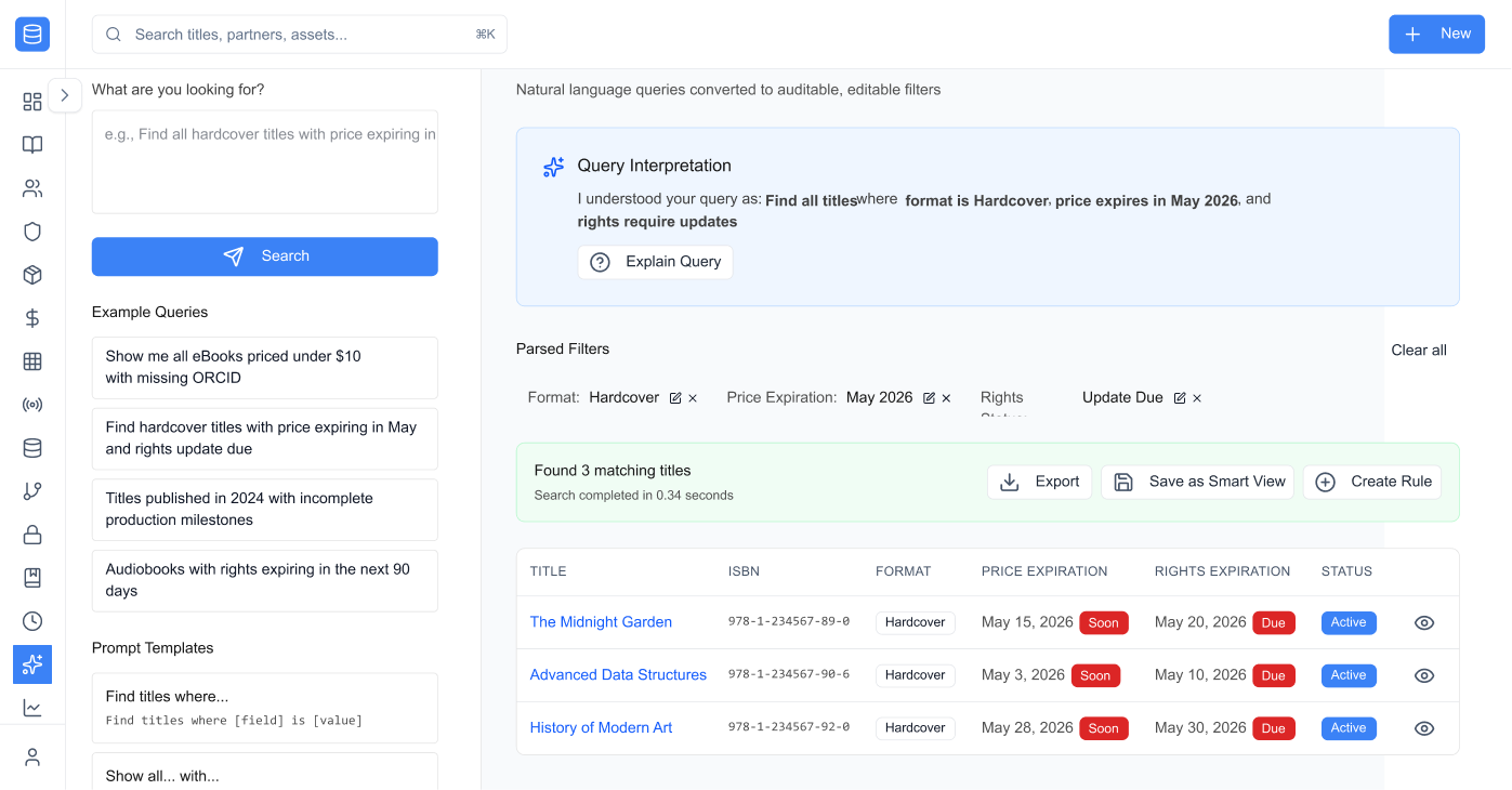 Chat parses to filter chips with explanations